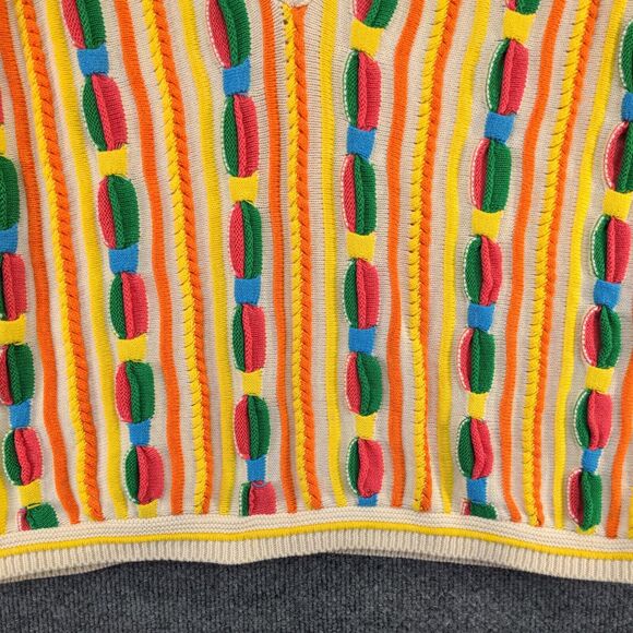 Women's Sweater Clothes L/XL Sleeveless Multicolor Cable Knit Striped W/Tags - Picture 7 of 12